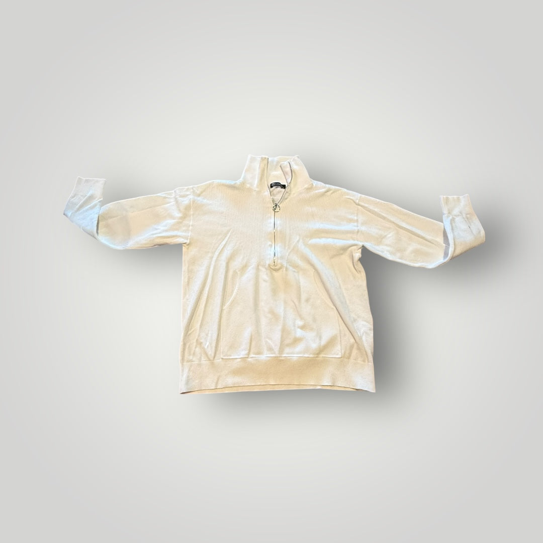 Pretty Garden White Half Zip Ribbed Pullover Size Small